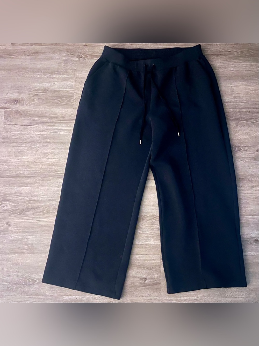 CALIA Black Soft Scuba Wide Leg Pintuck Lounge Pants Size XL